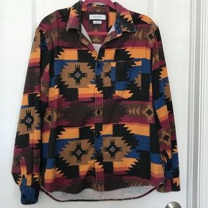 UO Long Sleeve Patterned Flannel Shirt